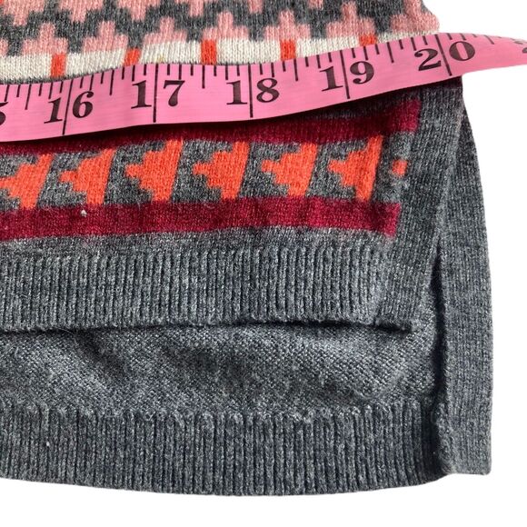 Talbots Nordic Fair Isle Lambswool Sweater Women L Wool Blend Gray Pink High-Low - Picture 11 of 15